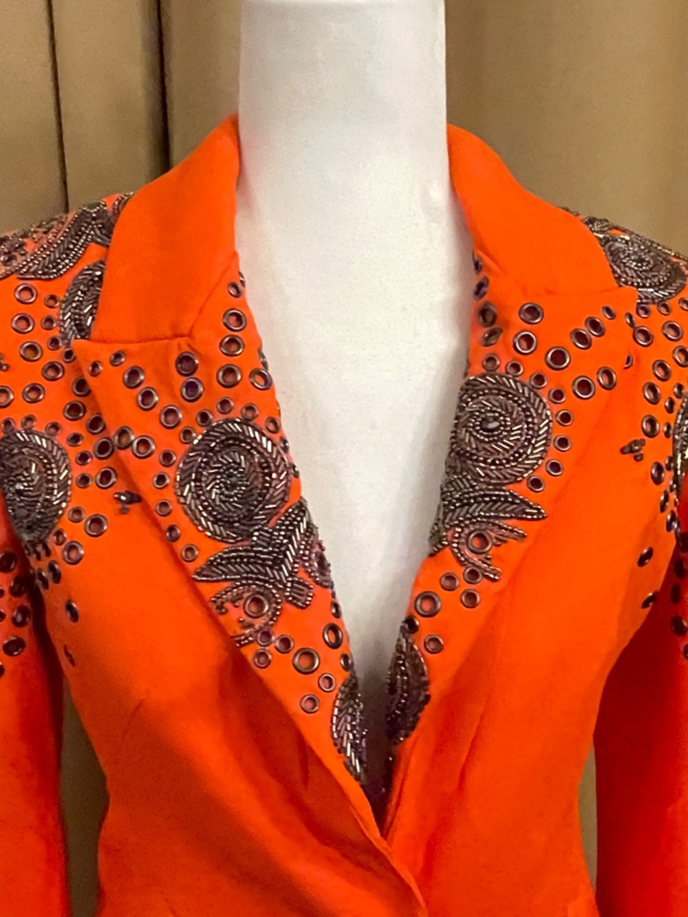 NEW! L'agence Orange Beaded Blazer Size 2 - Picture 5 of 16